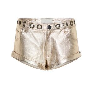 NWT One Teaspoon Heartbreak Hotel Leather Bandits Shorts in Gold Metallic 27